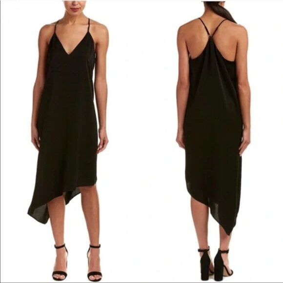 🖤 BCBG MaxAzria Elana Asymmetrical Black Dress – Size Small | Flowy & Chic - Picture 1 of 11